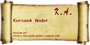 Korcsok Andor névjegykártya