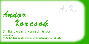 andor korcsok business card